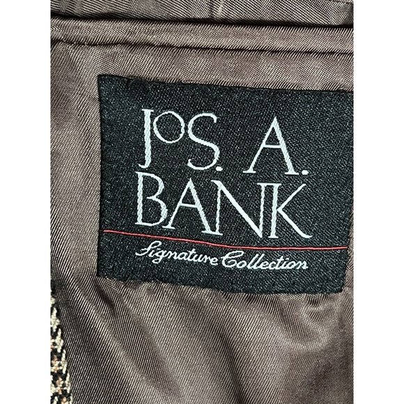 Jos A Bank 46R Signature Houndstooth Blazer Coat Jacket Silk Camelhair - Picture 13 of 14